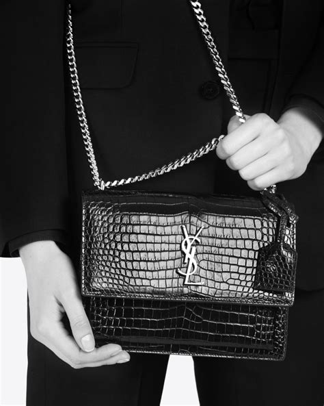 ysl medium sunset bag crocodile